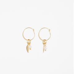 Golden Moon - Moonstone Gold Leaf Removable Charm Earrings
