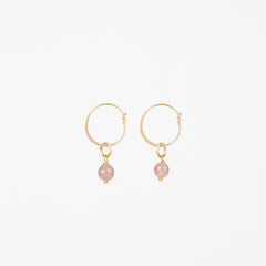 Strawberry Summer - Strawberry Quartz Gold Removable Charm Earrings