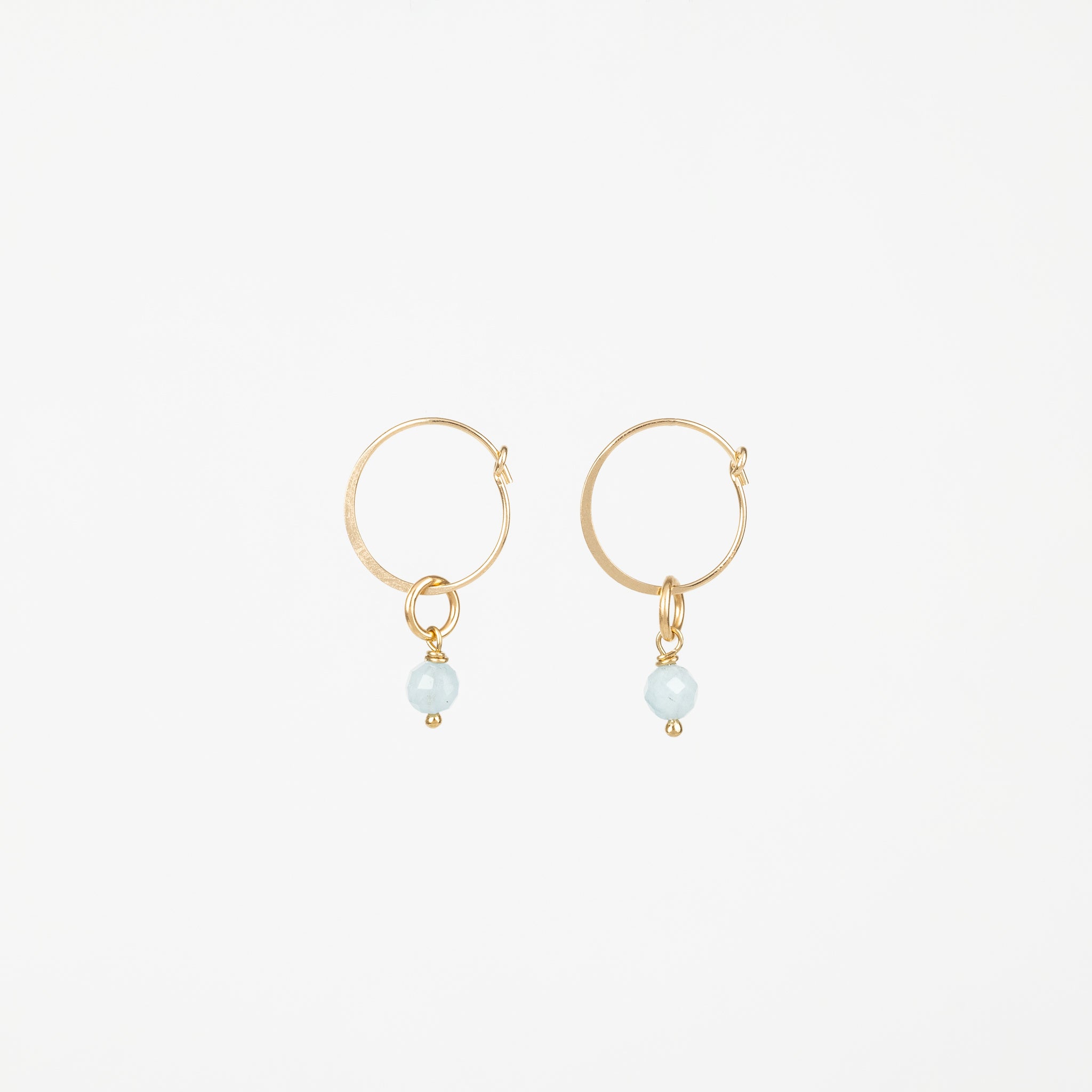 The March - Aquamarine Gold Removable Charm Earrings