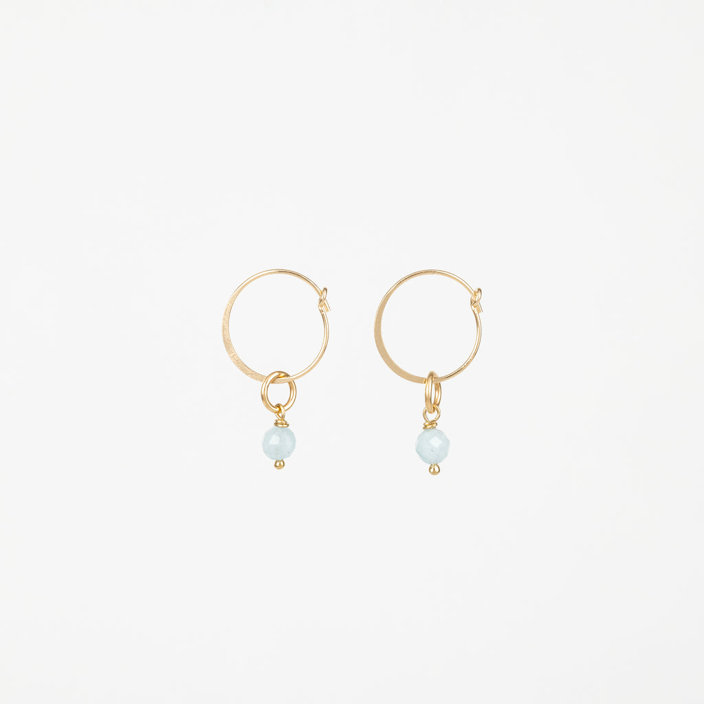 The March - Aquamarine Gold Removable Charm Earrings