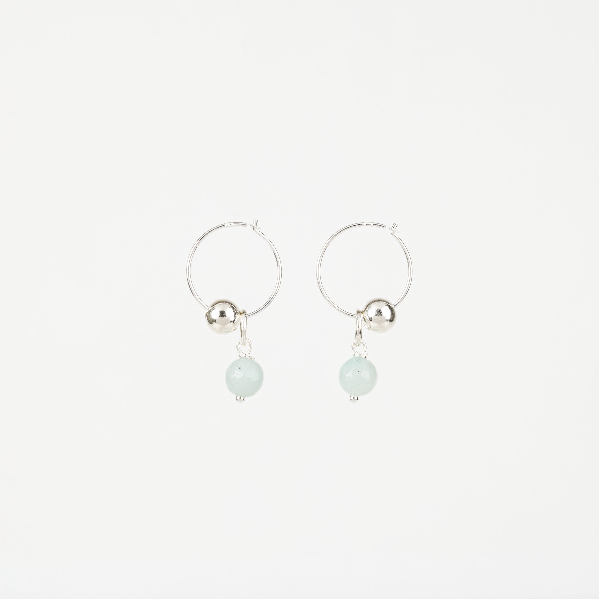 The Everleigh - Amazonite Silver Ball Removable Charm Earrings