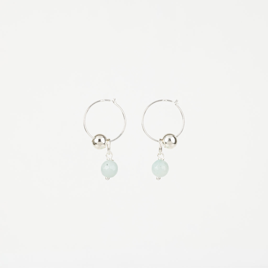 The Everleigh - Amazonite Silver Ball Removable Charm Earrings