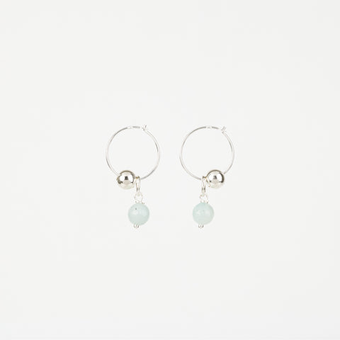 The Everleigh - Amazonite Silver Ball Removable Charm Earrings