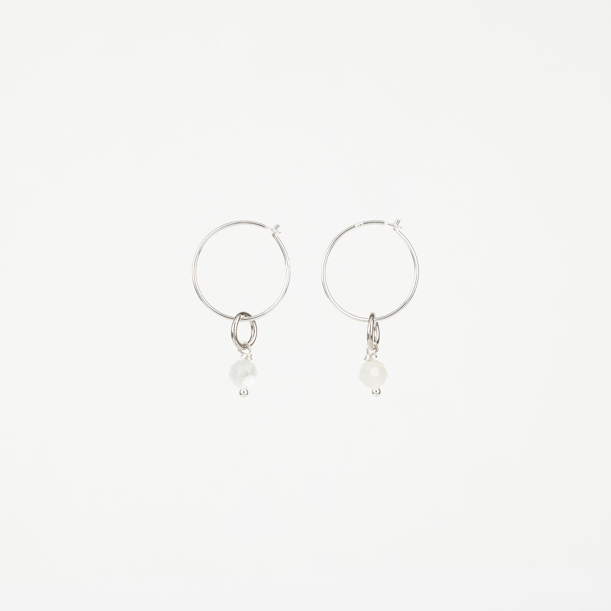 The Melody - Moonstone Silver Removable Charm Hoop Earrings