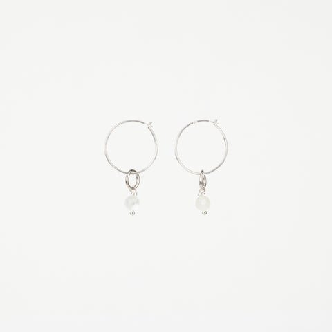 The Melody - Moonstone Silver Removable Charm Hoop Earrings