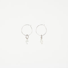 The Melody - Moonstone Silver Removable Charm Hoop Earrings