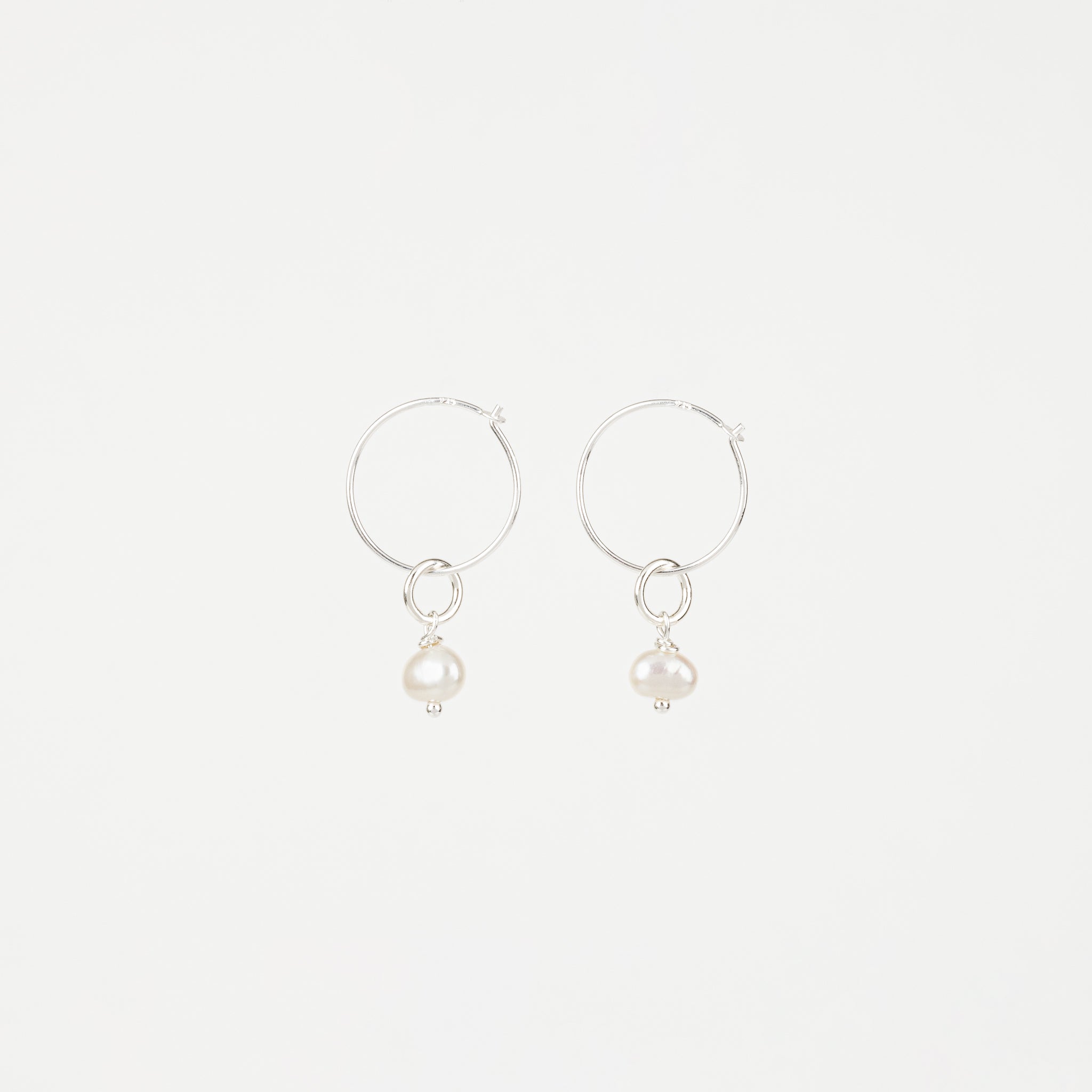 The Emma - Pearl Silver Removable Charm Hoop Earrings