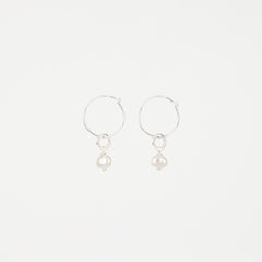 The Emma - Pearl Silver Removable Charm Hoop Earrings