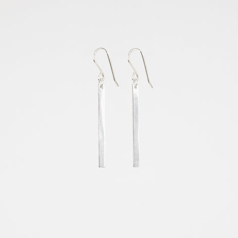 The Minimalist - Silver Bar Dangle Earrings