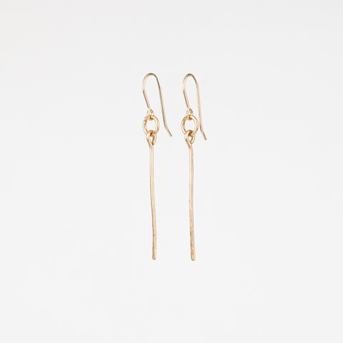 The Minimalist - Gold And Bronze Dangle Bar Earrings