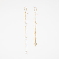 The Kristy - Asymmetrical Pearl Gold Dangle Earrings