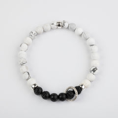 Howlite Lava Floating Silver Circle Bracelet