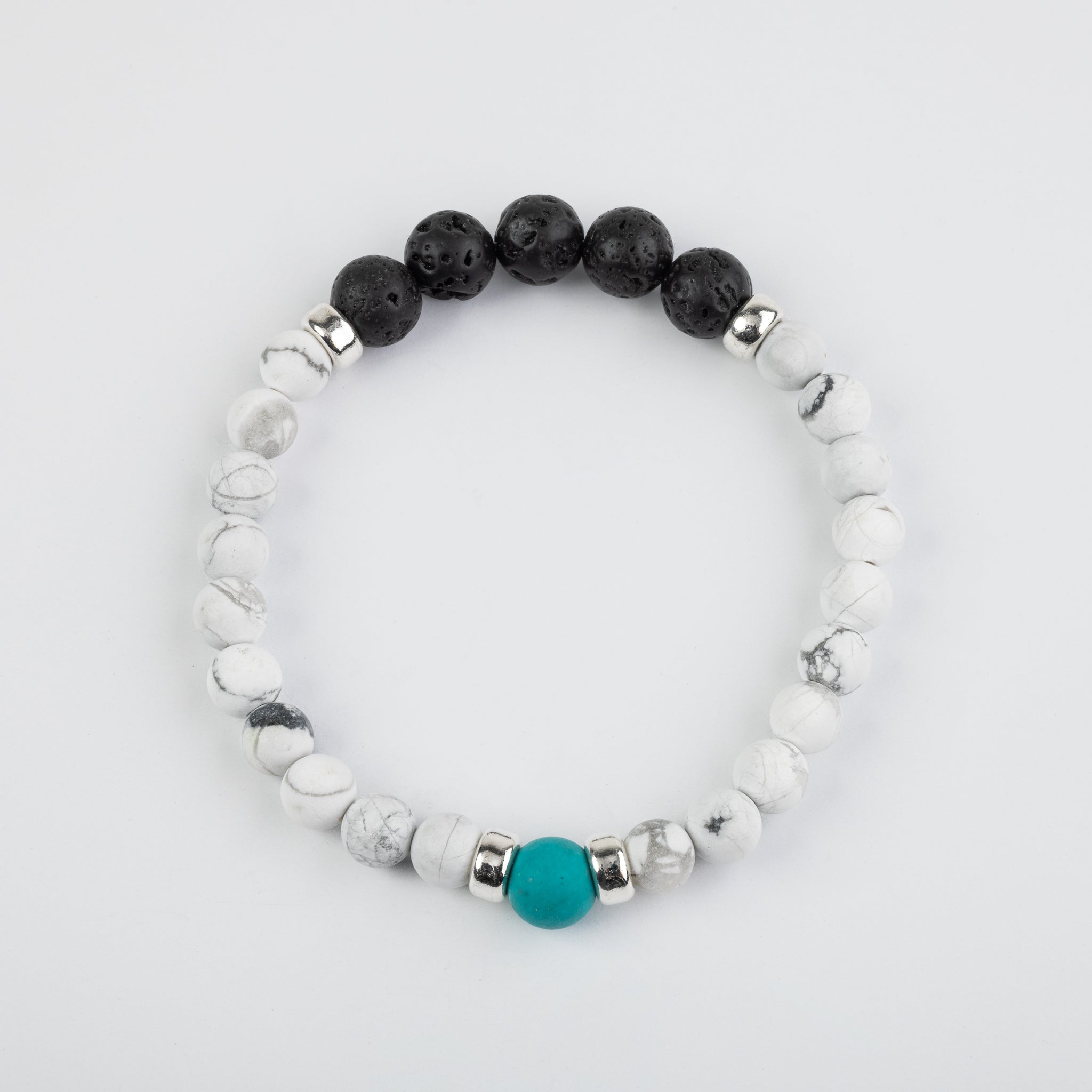 Turquoise, Lava, Howlite, Silver Combo Bracelet