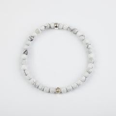 4mm Matte Howlite Silver Hexagon Bracelet