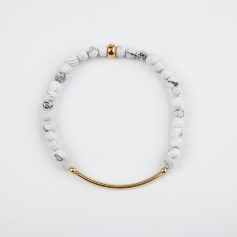Howlite Gold Bar Bracelet
