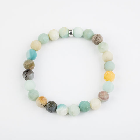 8mm Matte Amazonite Silver Bracelet