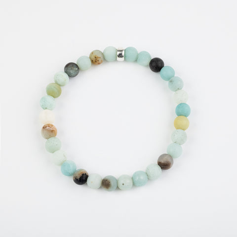 6mm Matte Amazonite Silver Bracelet