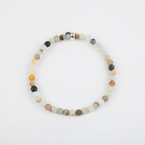 4mm Matte Amazonite Silver Bracelet
