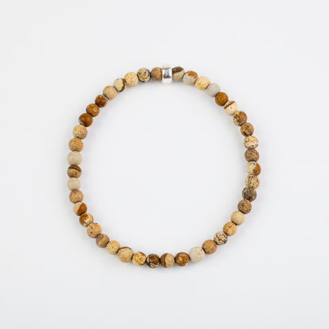 4mm Matte Picture Jasper Silver Bracelet