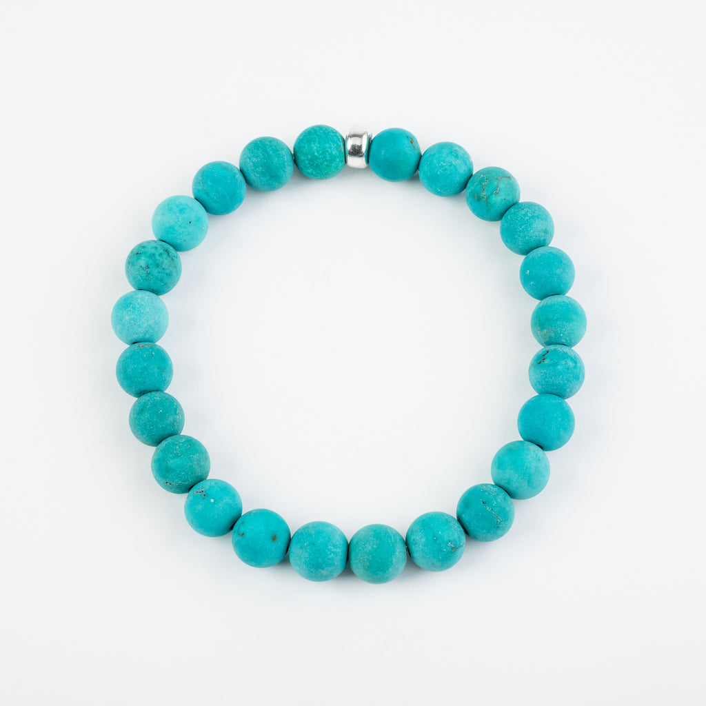 8mm Tibetan Turquoise Silver Bracelet
