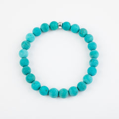 8mm Tibetan Turquoise Silver Bracelet