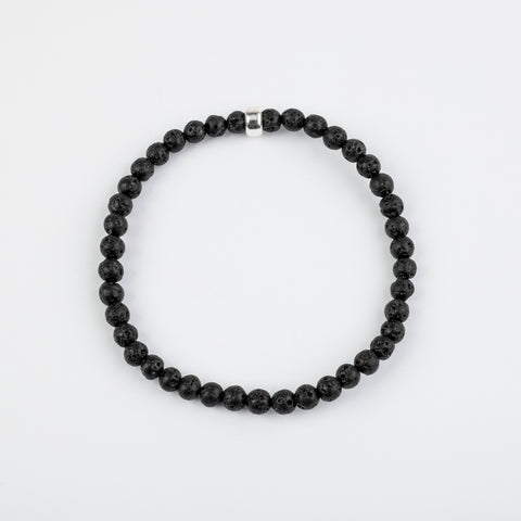 4mm Lava Silver Gemstone Bracelet