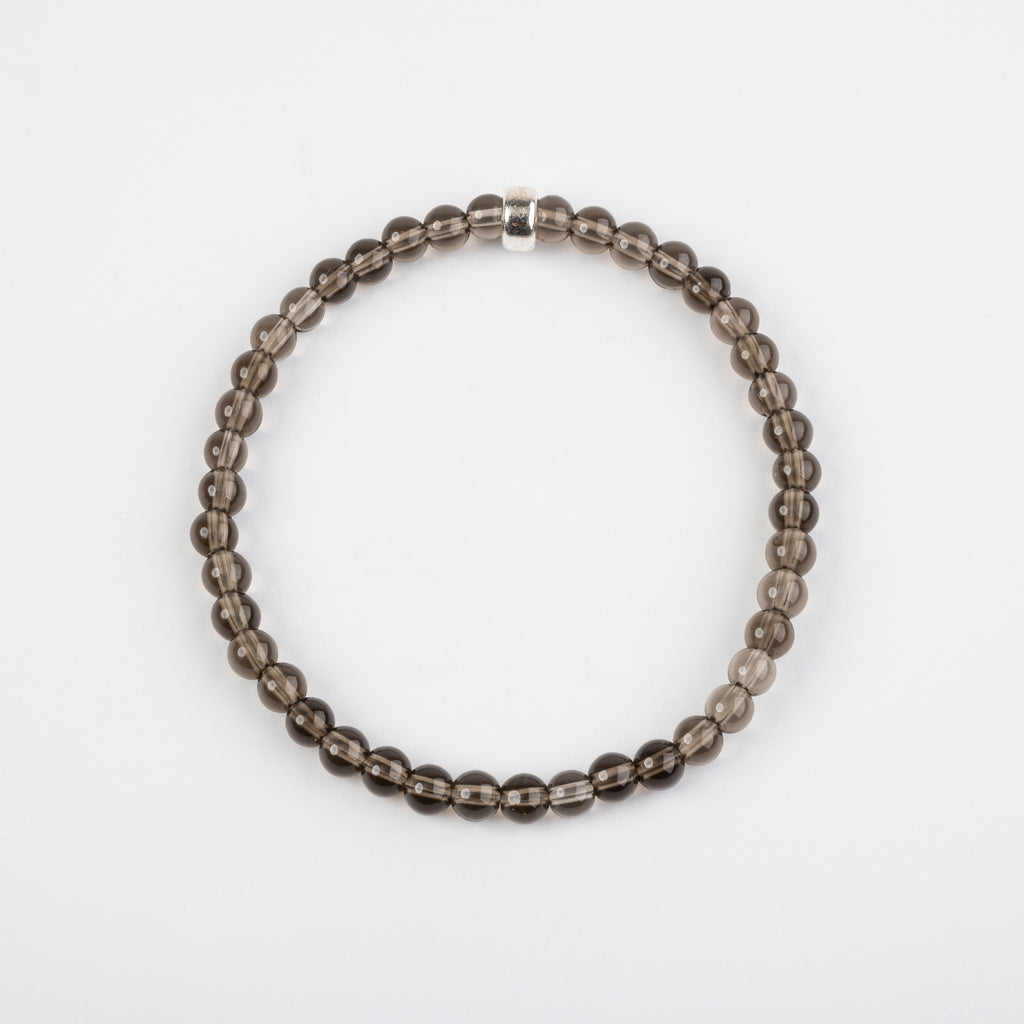 4mm Smoky Quartz Silver Bracelet